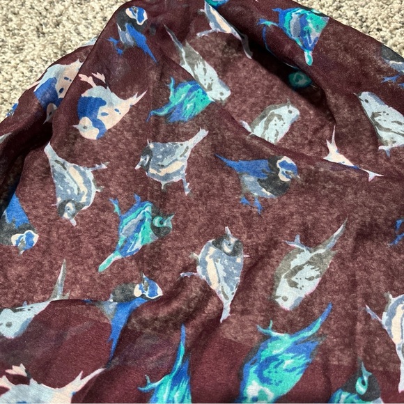 Mudd Y2K Scarf Light Neck Wrap Mauve/ Purple Bird Lover Sheer - Picture 3 of 7